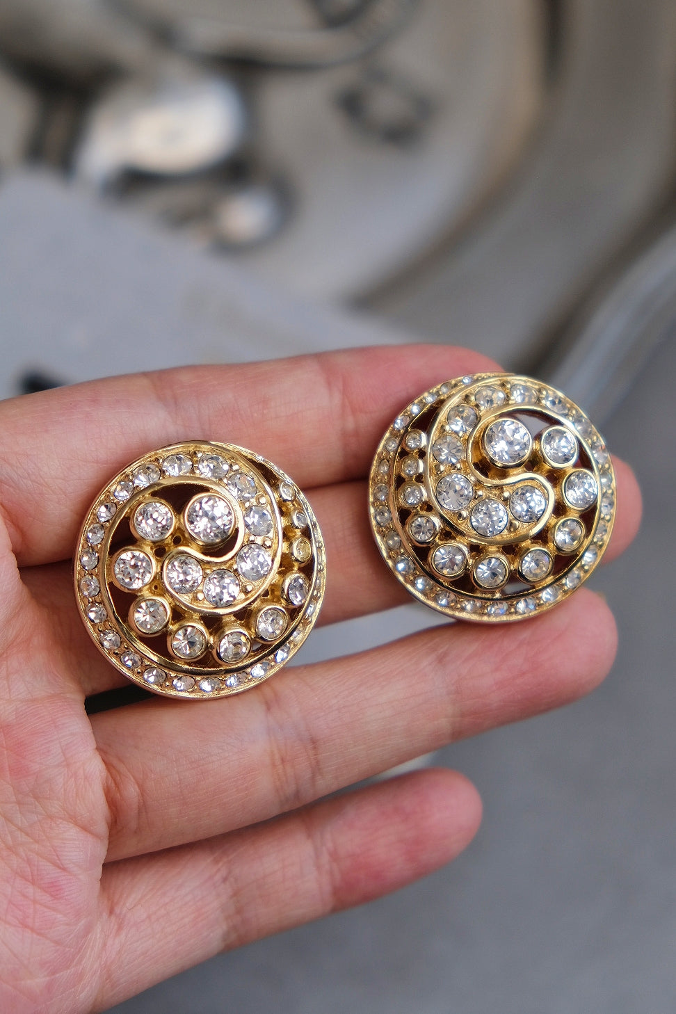 Christian Dior crystal Vintage Ear clips Earrings