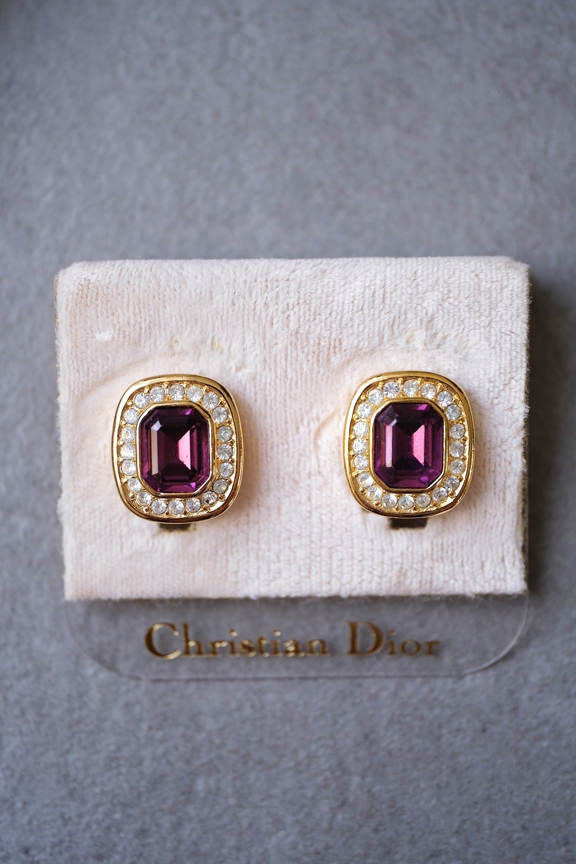 Christian Dior Purple Crystal Rhinestone Vintage Ear clips