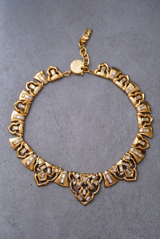 Yves Saint Laurent YSL vintage crystal collier chain necklace