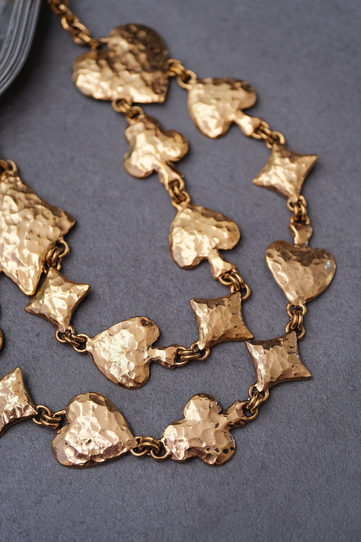 Sonia Rykiel Hammered Gold-Tone Playing Card Vintage Necklace