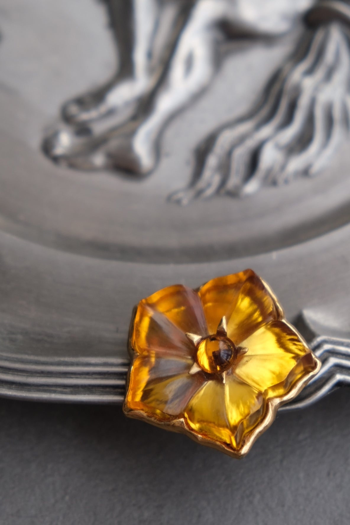 KENZO PARIS Flower Cabochon Vinatge Brooch Vintage Pin