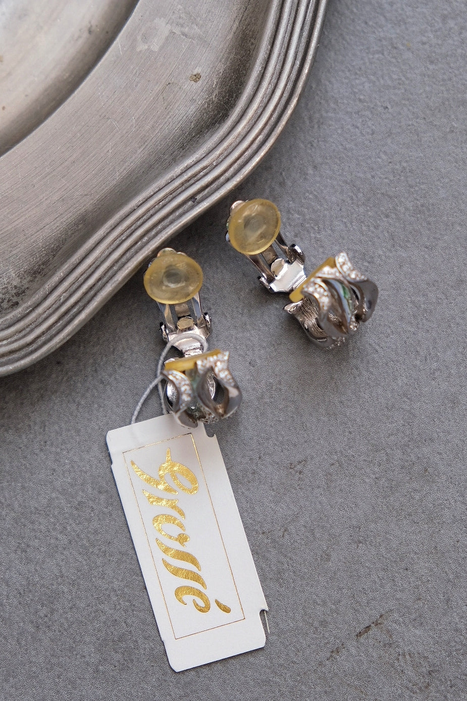 Henkel Grossé (Christian Dior) silver wreath Vintage Earrings Ear clips