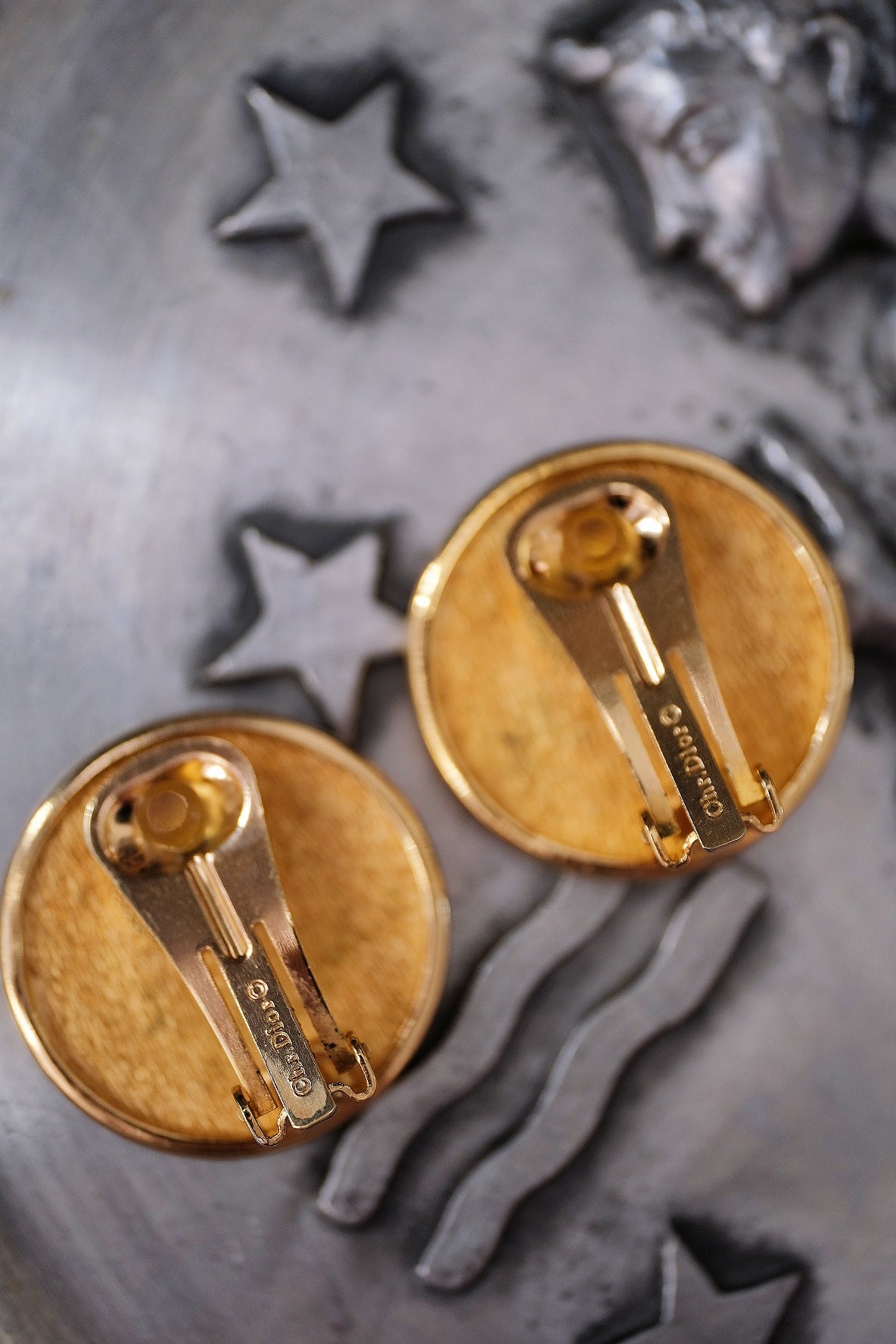 Christian Dior gold tone CD Monogram Vintage Ear clips Earrings