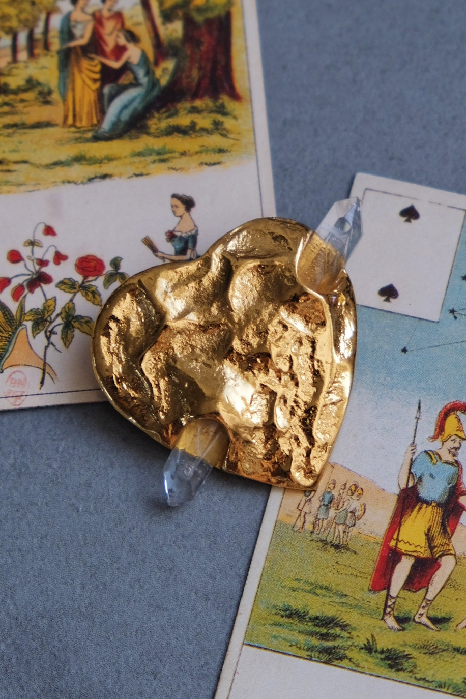 Yves Saint Laurent YSL vintage heart rock crystal brooch
