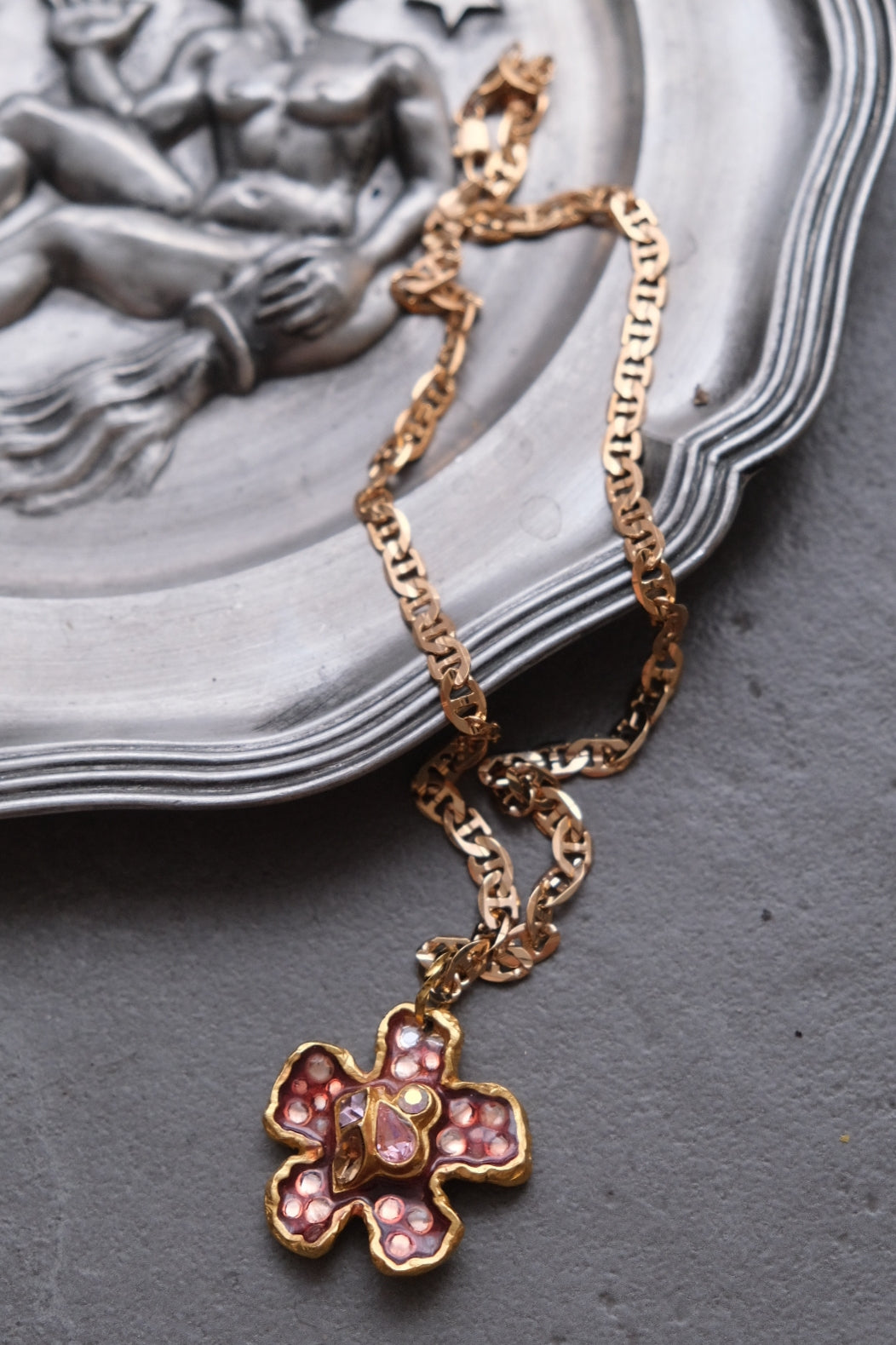 CHRISTIAN LACROIX Vintage Flower Chain Necklace