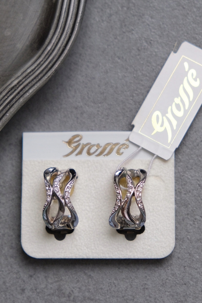 Henkel Grossé (Christian Dior) silver wreath Vintage Earrings Ear clips