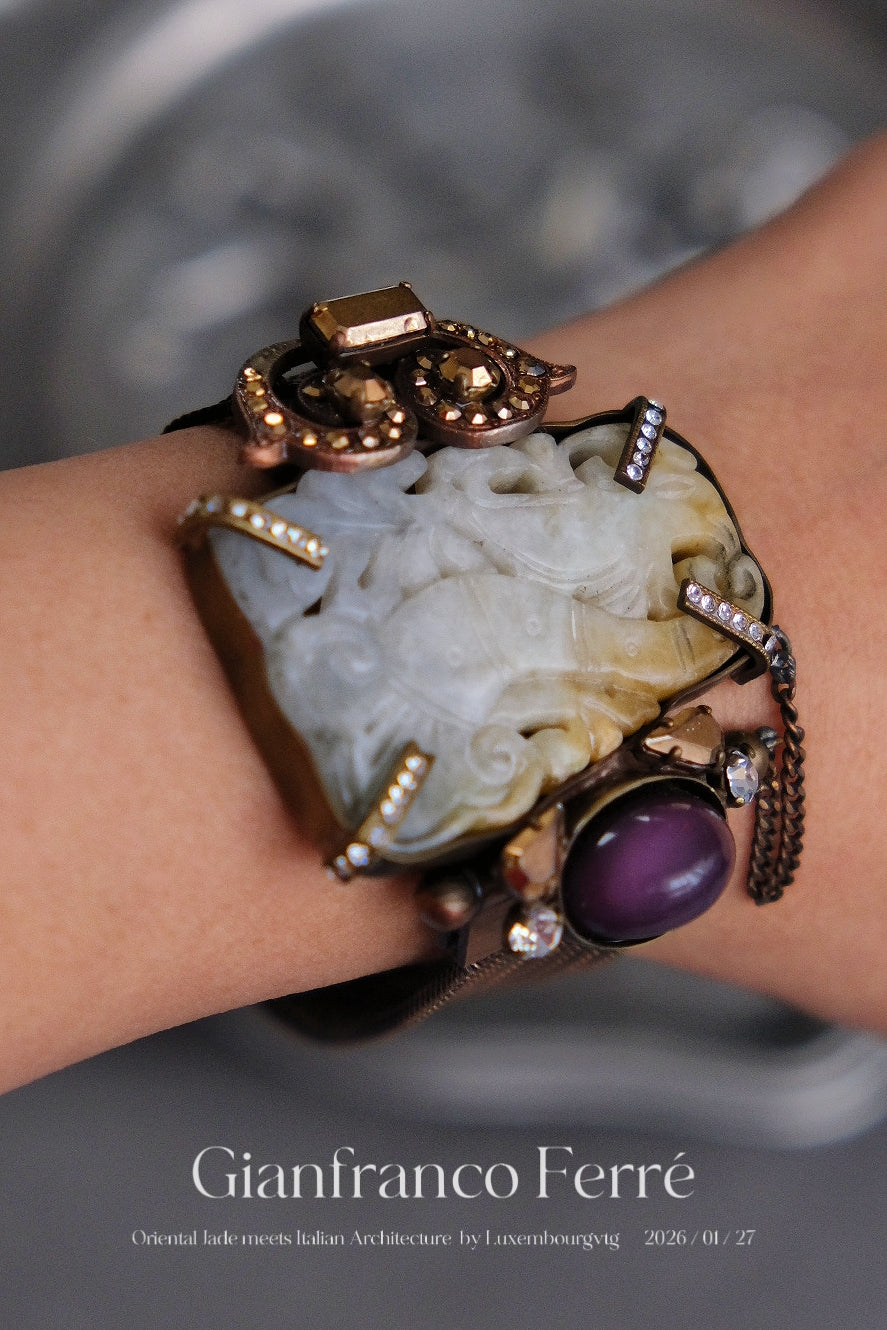 Gianfranco Ferré Natural Jade chain bracelet Vintage bracelet