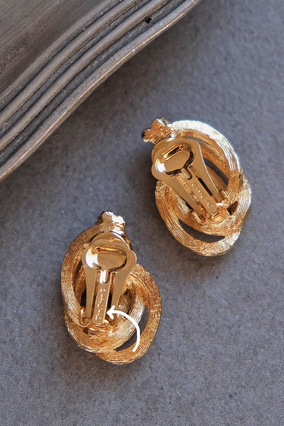 Christian Dior gold tone Knot Flower Vintage Ear clips Earrings