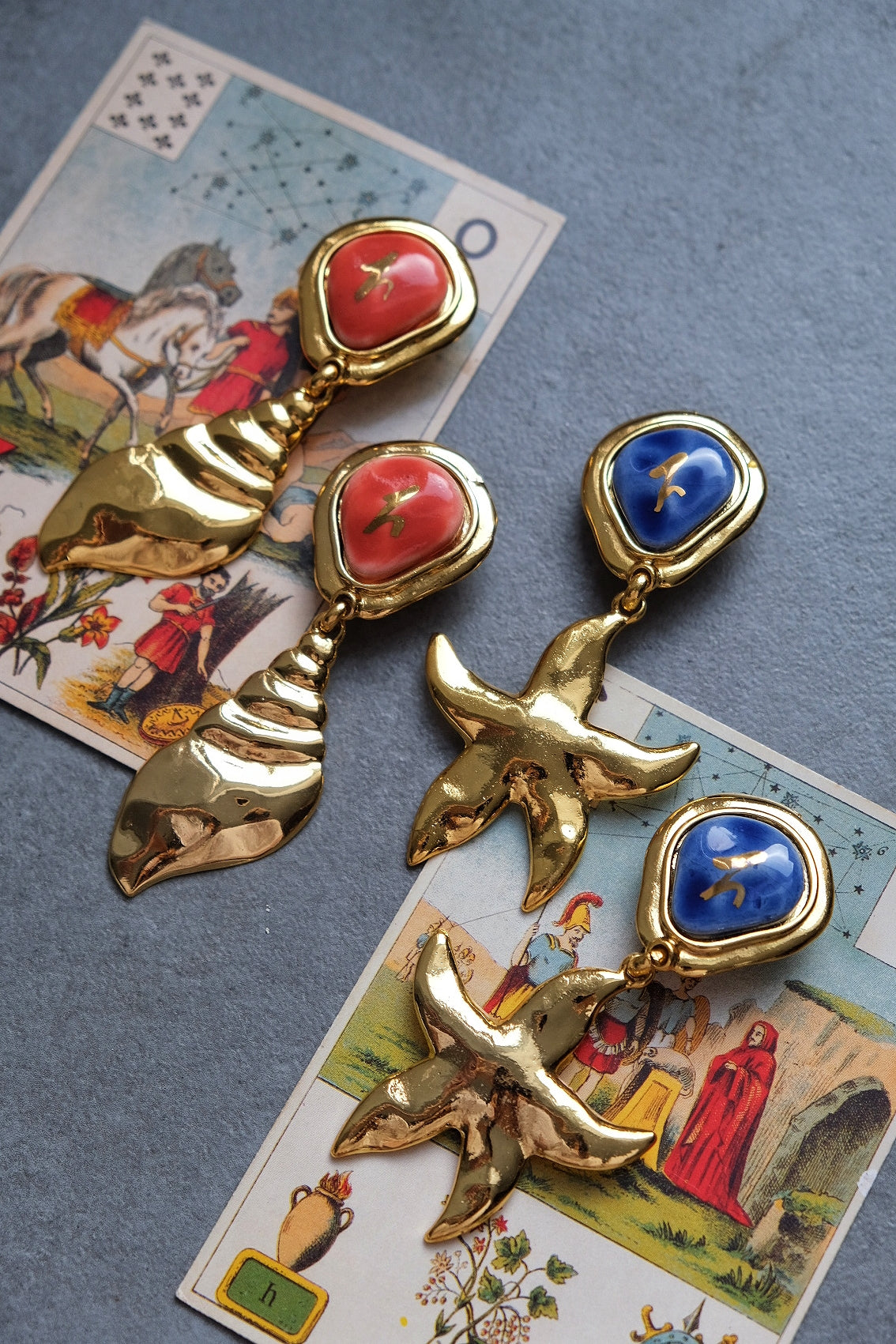 Edouard Rambaud Starfish / Seasnail Statement Vintage Ear clips Statemenr Earrings