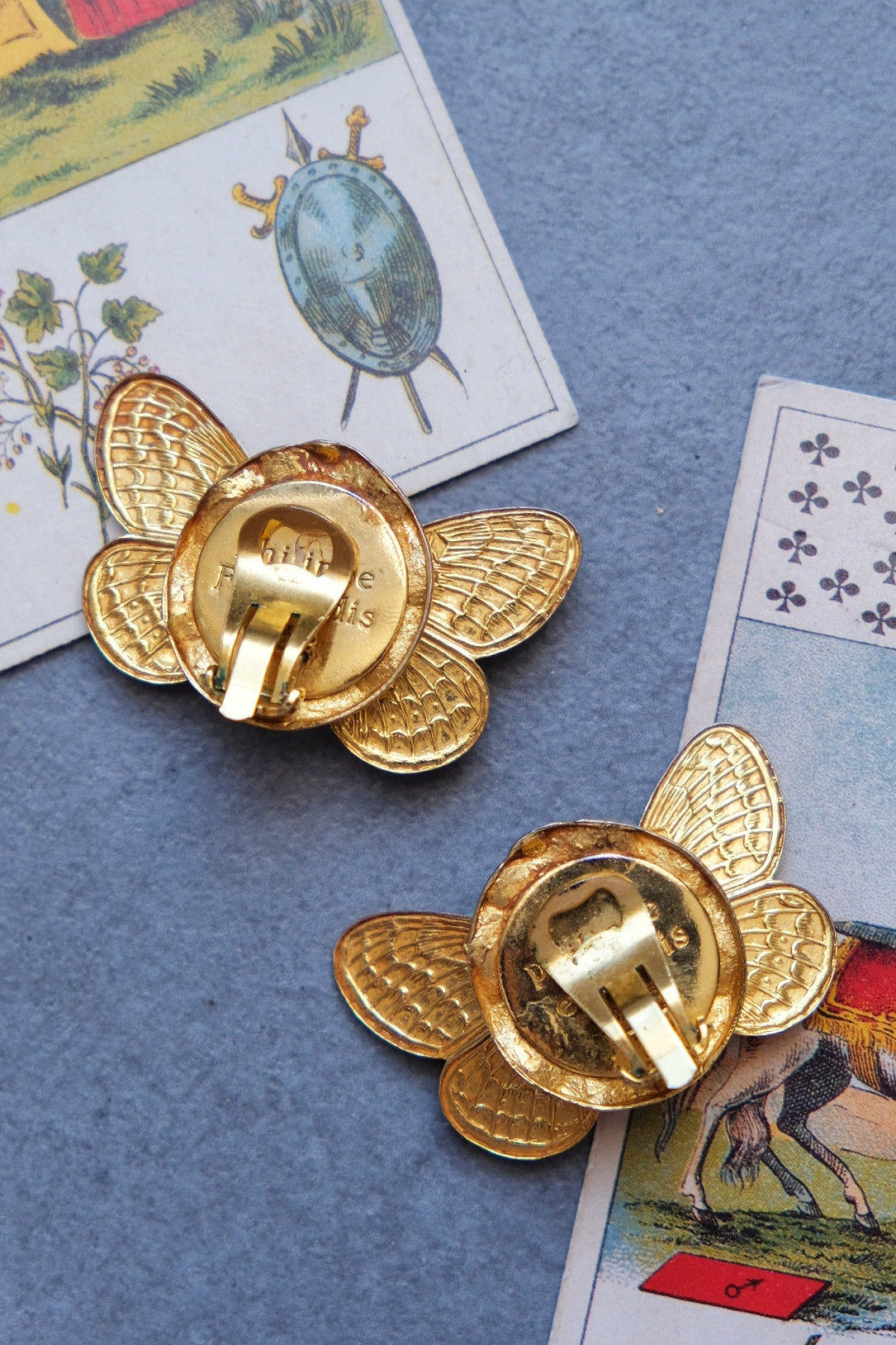 Philippe Ferrandis butterfly earclips Vintage earrings