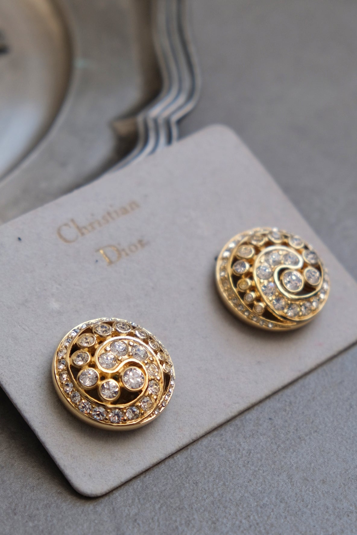 Christian Dior crystal Vintage Ear clips Earrings