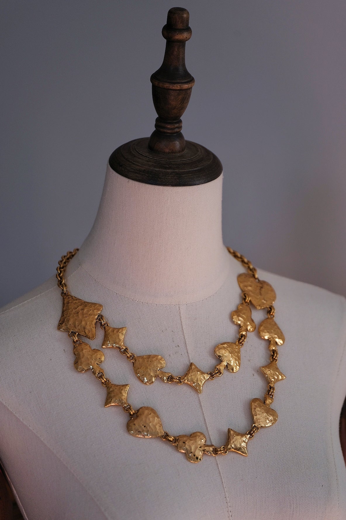 Sonia Rykiel Hammered Gold-Tone Playing Card Vintage Necklace