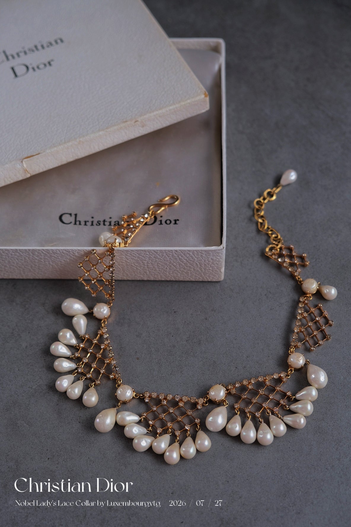 Christian Dior 1950s Lace Collar pearl necklace