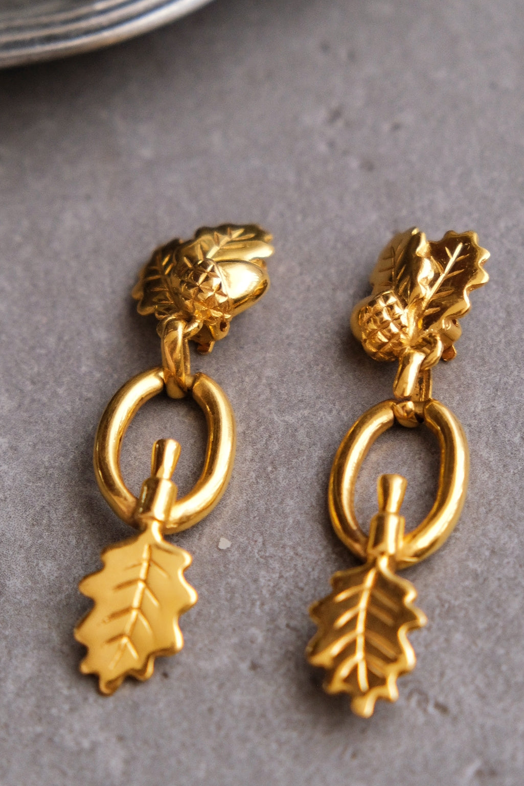 Ines de la Fressange oak leaf earclips Statement Vintage Earclips