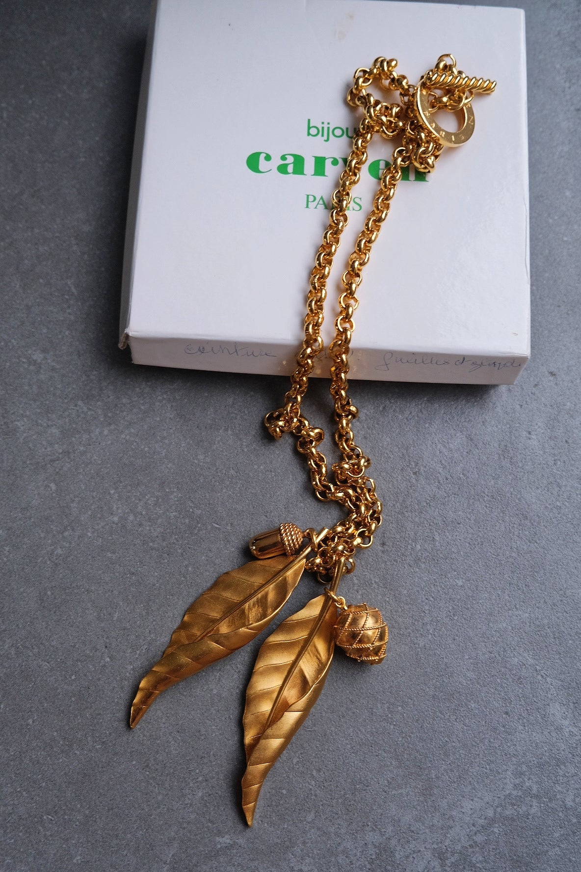Carven Paris Statement leaf long necklace French Vintage necklace