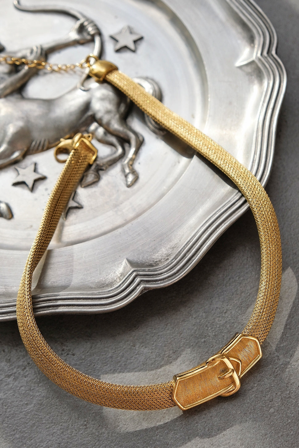 CHRISTIAN DIOR belt buckle chocker necklace French Vintage necklace