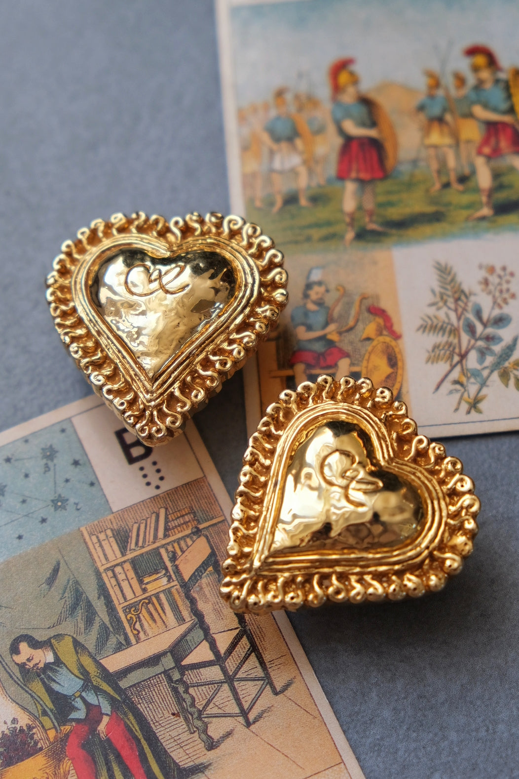 Christian Lacroix massive size heart earclips Statement Earrings
