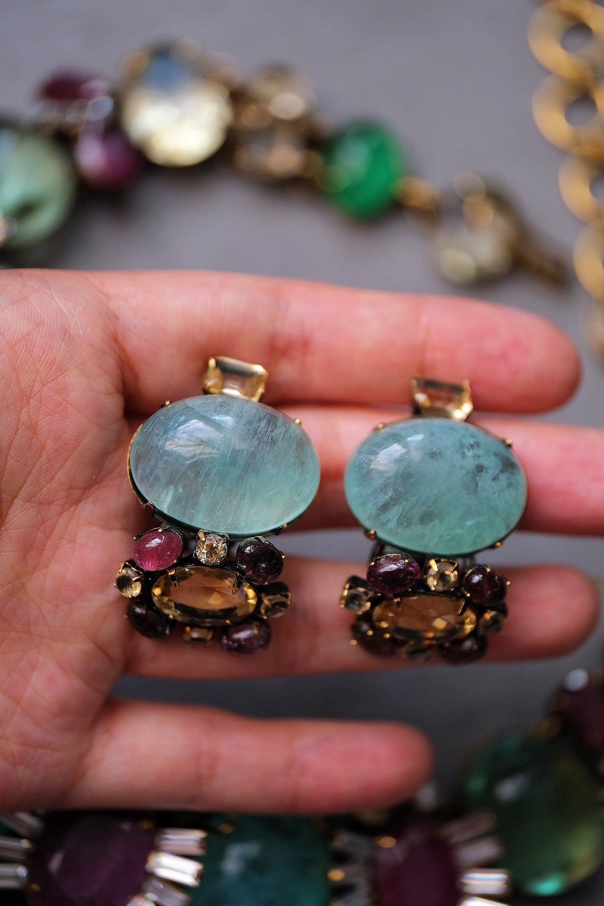 Iradj Moini Magic Aquamarine Necklace and Earclips Jewelry Set