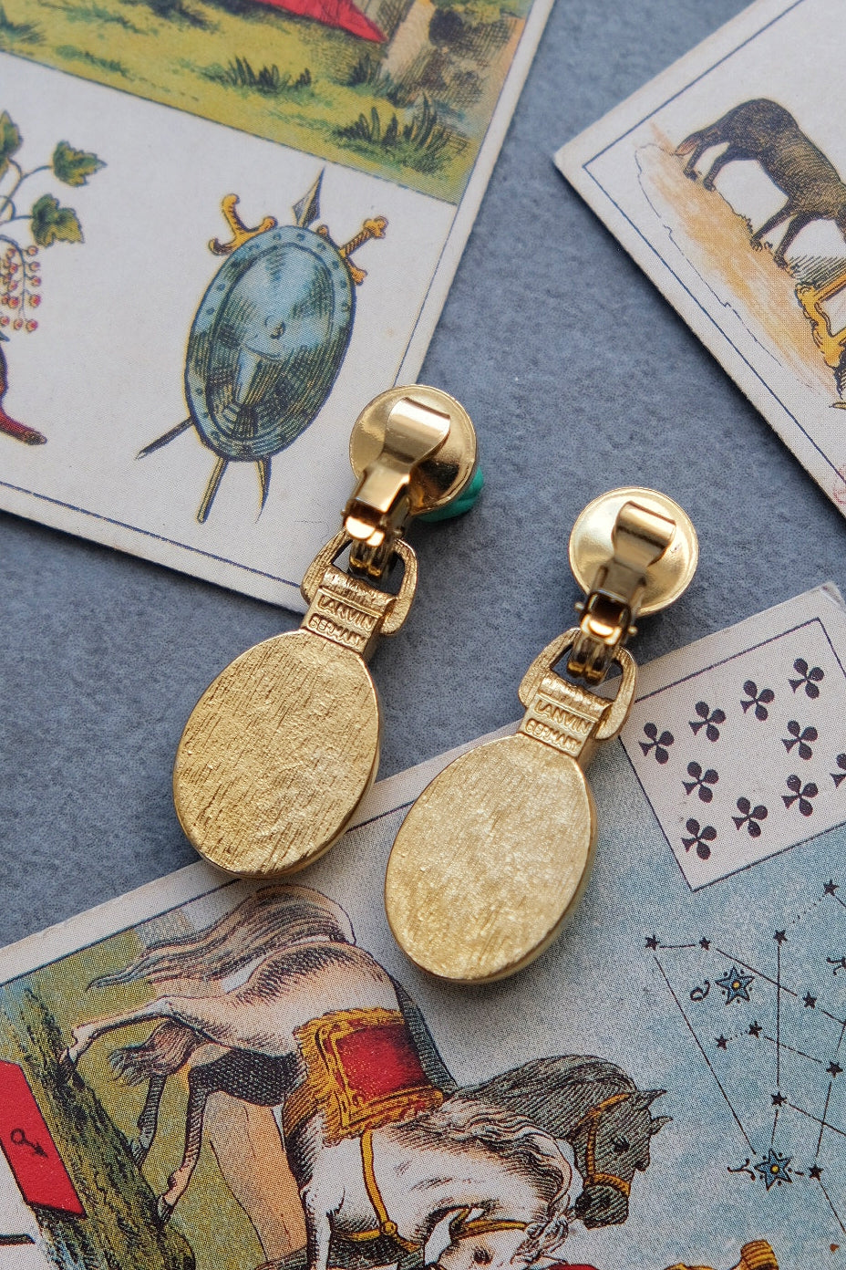 Lanvin Germany Imitation Turqoise glass earclips Vintage Earrings