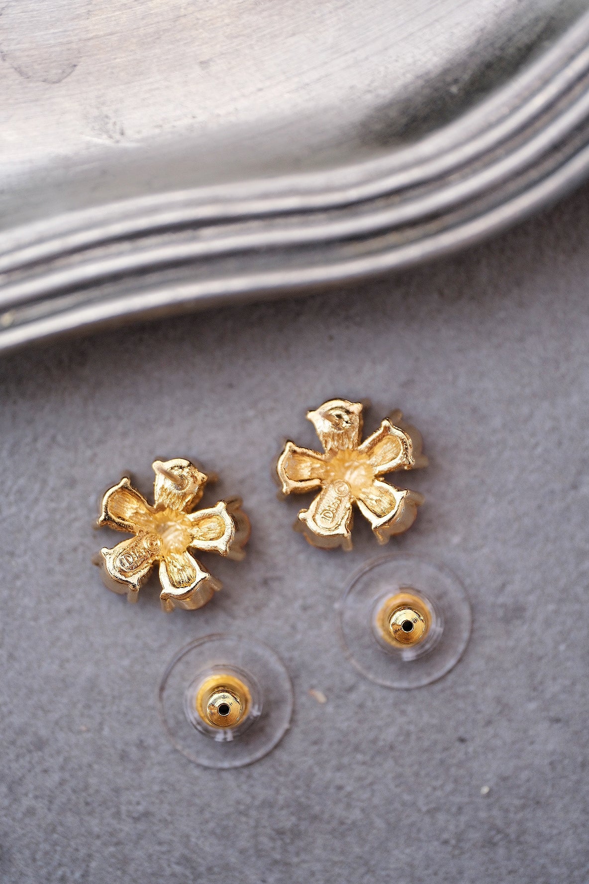 Christian Dior Bookpiece Pink Sakura Crystal Stud Vintage Earrings
