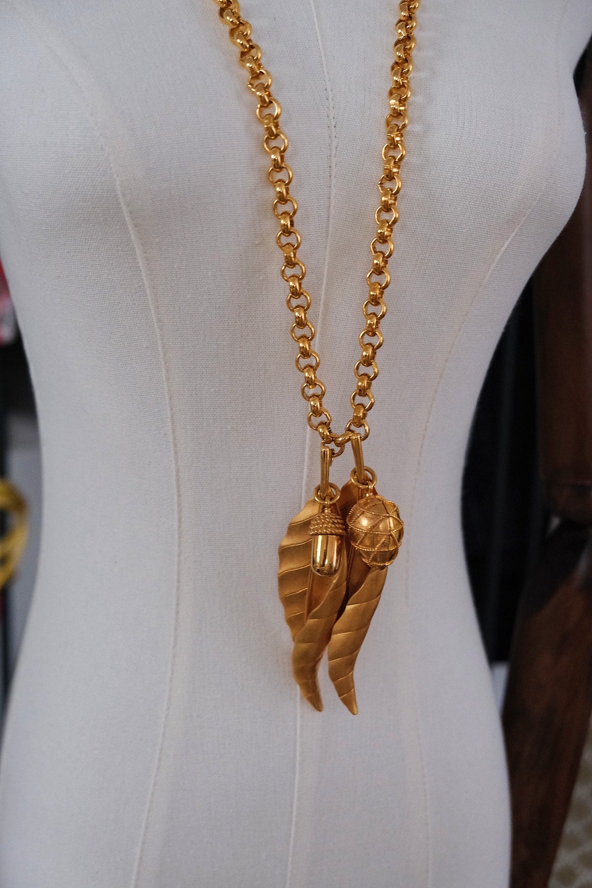 Carven Paris Statement leaf long necklace French Vintage necklace