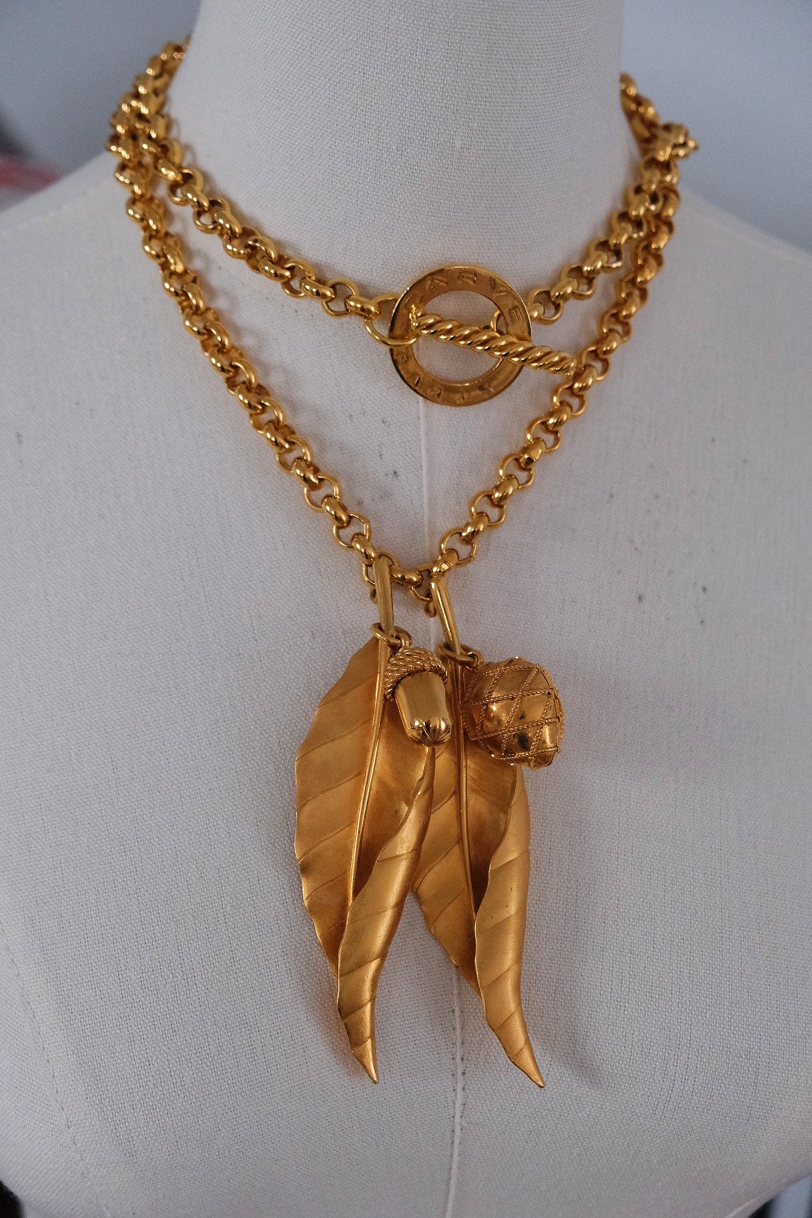 Carven Paris Statement leaf long necklace French Vintage necklace
