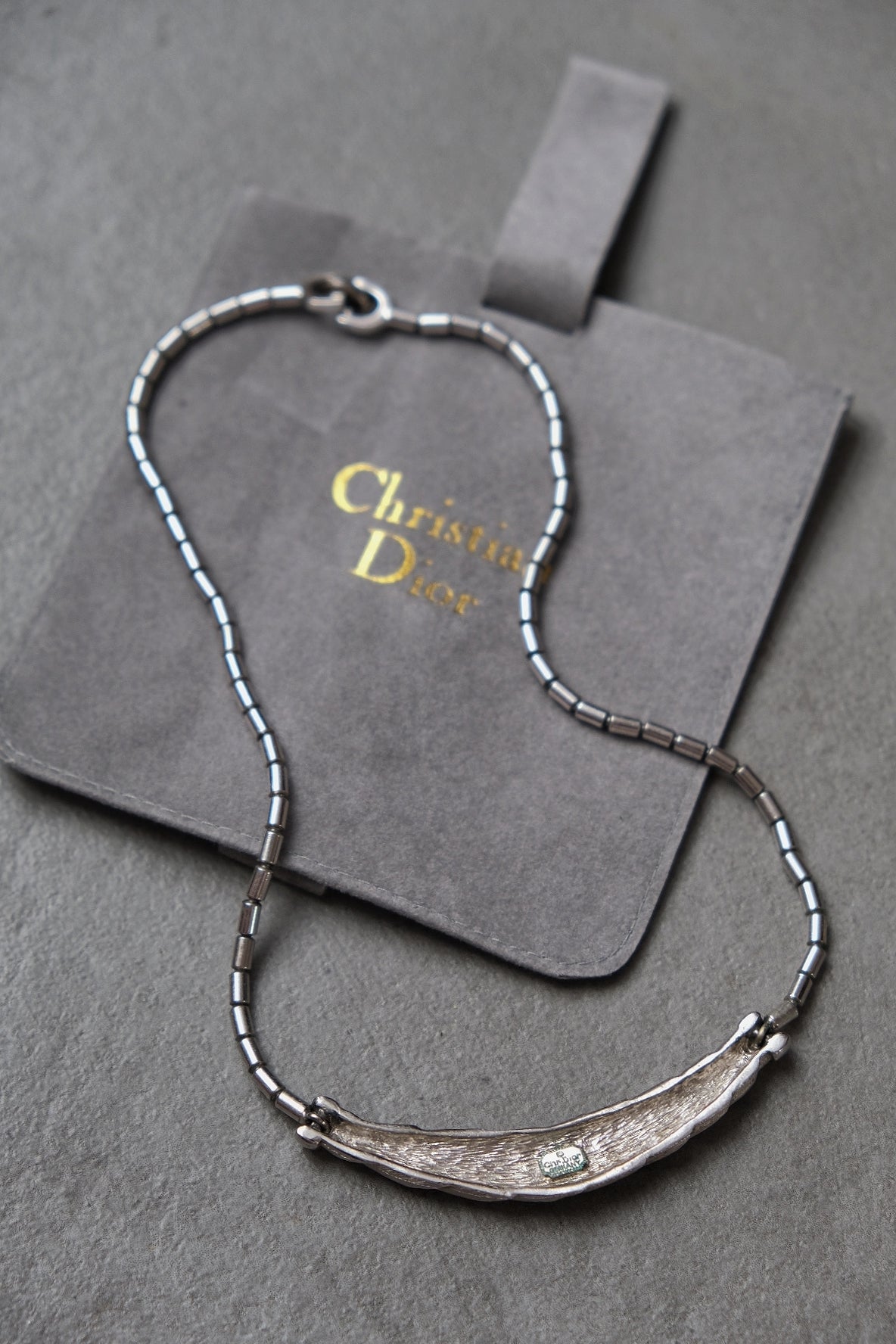 Christian Dior 1980s silver woven vintage collier / necklace